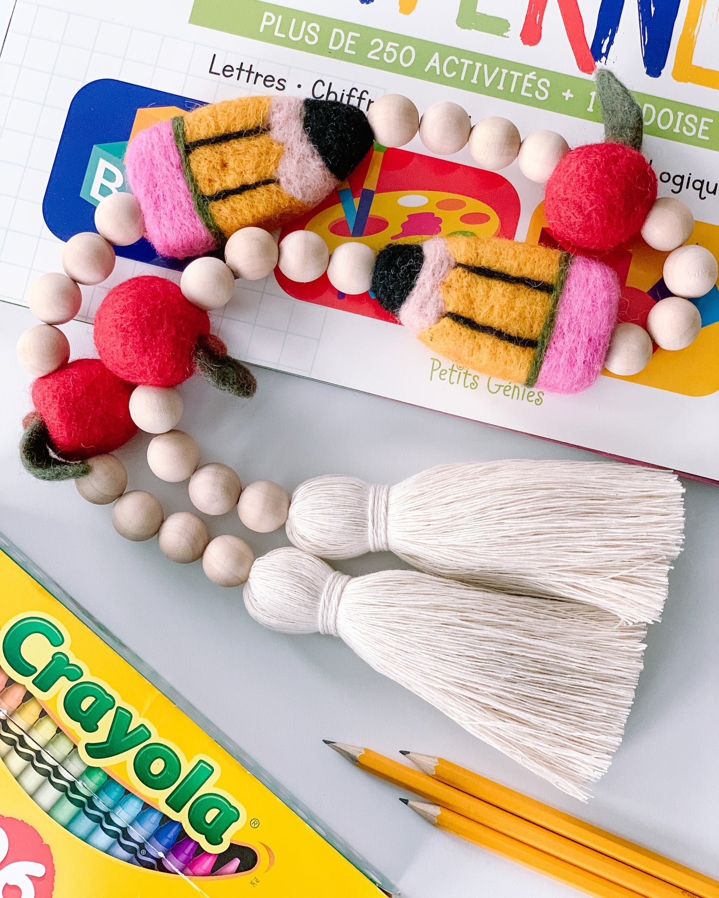 Apple and pencil garland